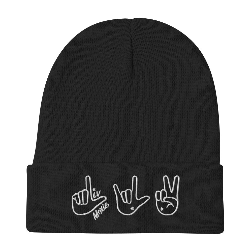 Liv LOVE PEACE Embroidered Beanie